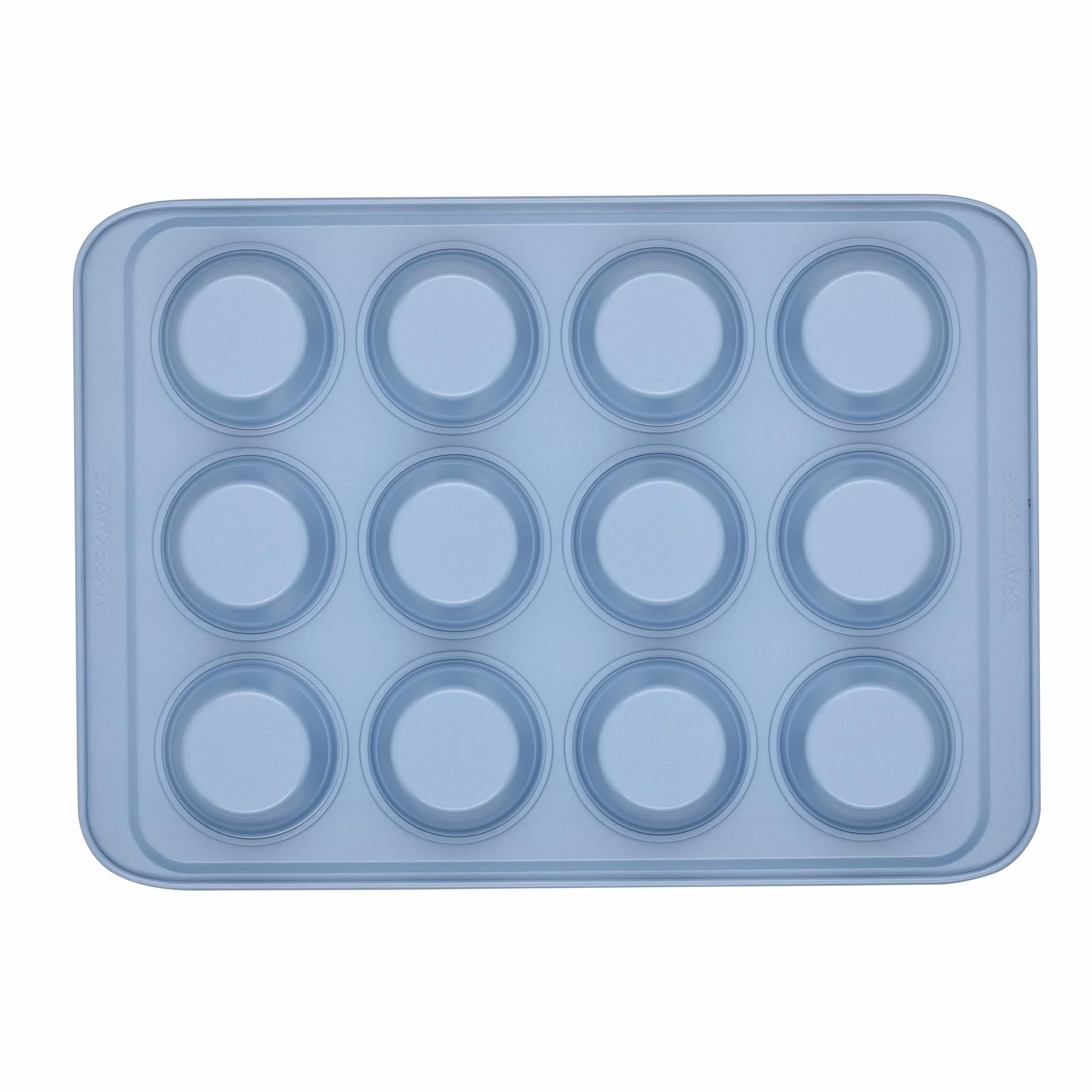 Farberware Easy Solutions nieprzywierająca forma do pieczenia muffinek/babeczek, 12 filiżanek z liniami wypełniającymi - niebieska