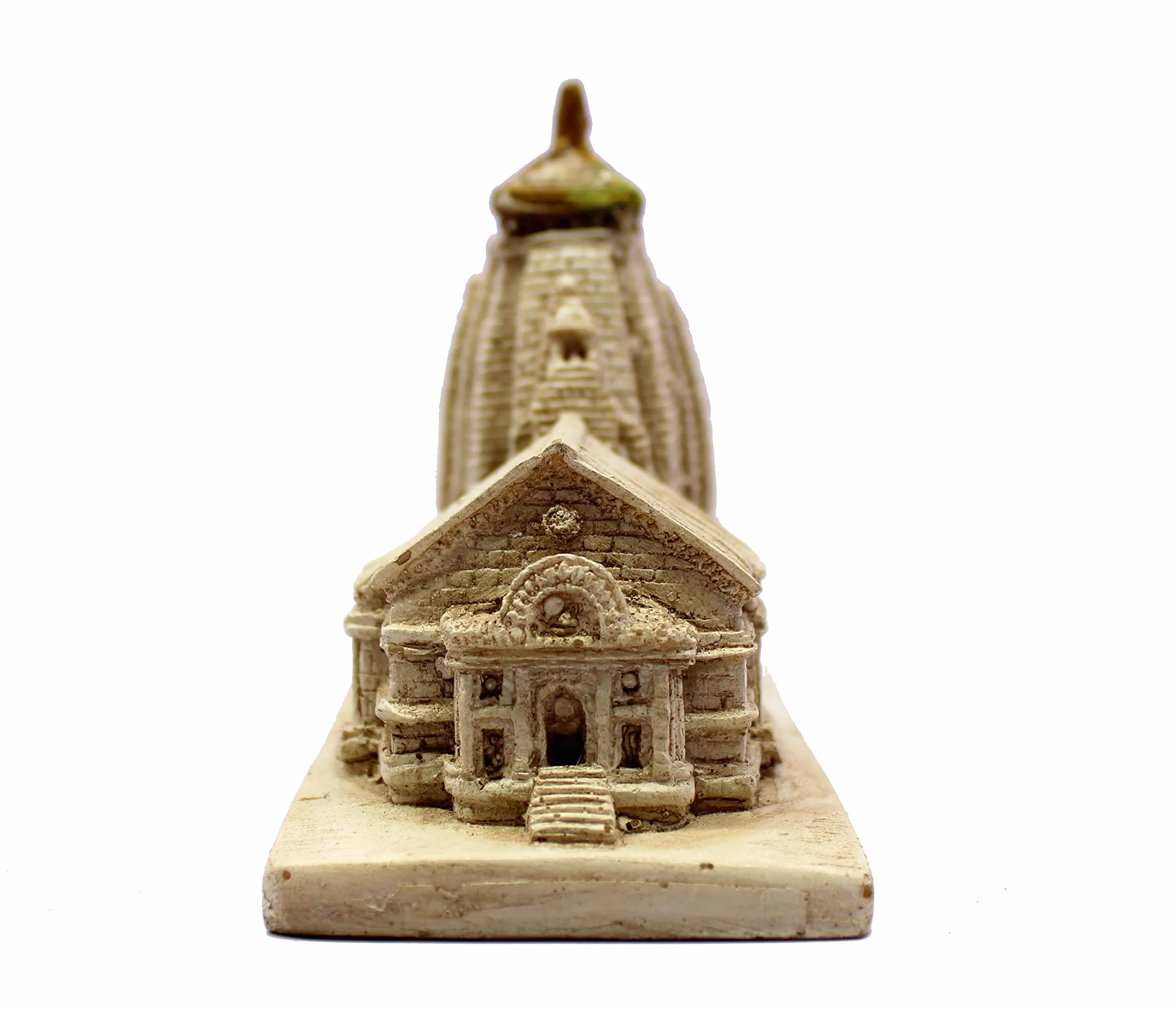 ESPLANADE Żywica Mahadev Mahadeva Kedarnath Temple Mandir miniaturowa figurka do samochodu świątyni, deski rozdzielczej, 8,3 cm, beżowa