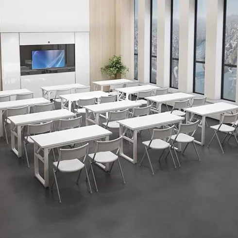Oszczędność miejsca składany stół konferencyjny - nowoczesne białe biurko komputerowe do pracy, nauki, pisania i gier - nie wymaga montażu, kompaktowa i wszechstronna konstrukcja