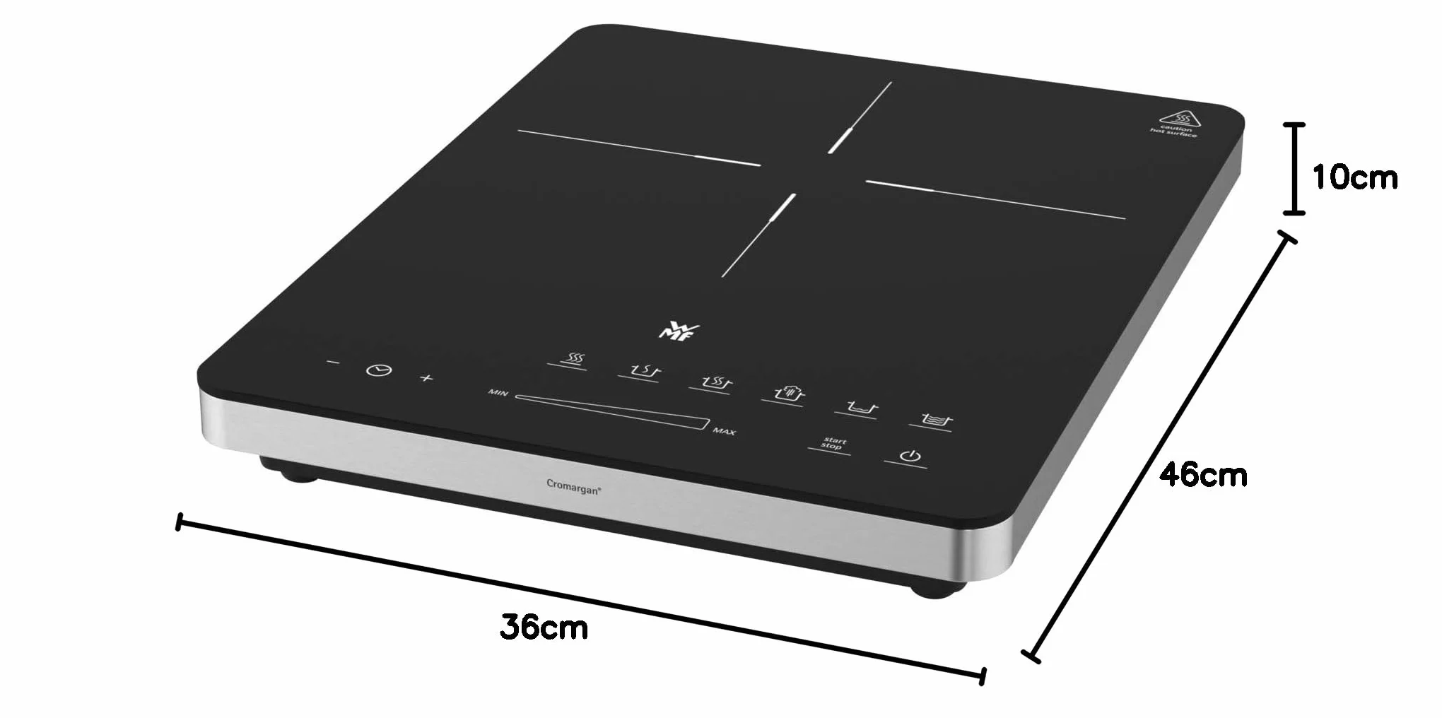WMF Kult X mobilna płyta indukcyjna do 28 cm, płyta indukcyjna 1 płyta kuchenna, 8 stopni, rozpoznawanie garnków, wyświetlacz dotykowy, ceramika szklana, funkcja timera, 2100 W