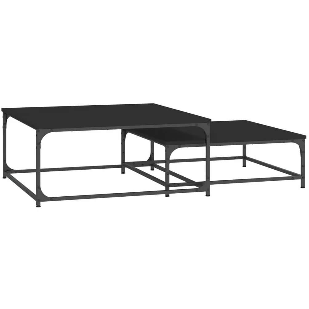 Homgoday Stoły kawowe 2 sztuki inżynieria drewno czarny, konsola pomocnicza stolik do salonu stolik kawowy herbata kawa sofa salon meble meble stoliki kawowe meble