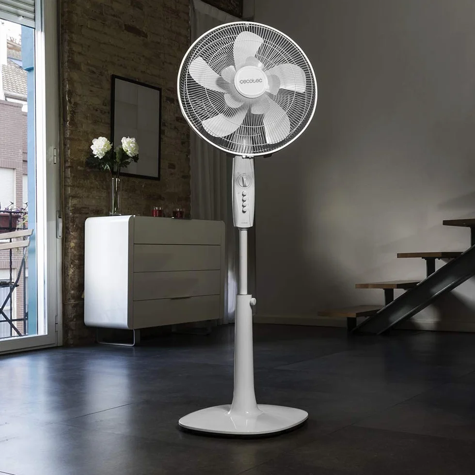 Cecotec EnergySilence 1010 ExtremeFlow wentylator stojący z timerem, 60 W, 10 łop, wydajny, oscylujący, cichy, 3 prędkości, ściemniany, miedziany silnik, biały