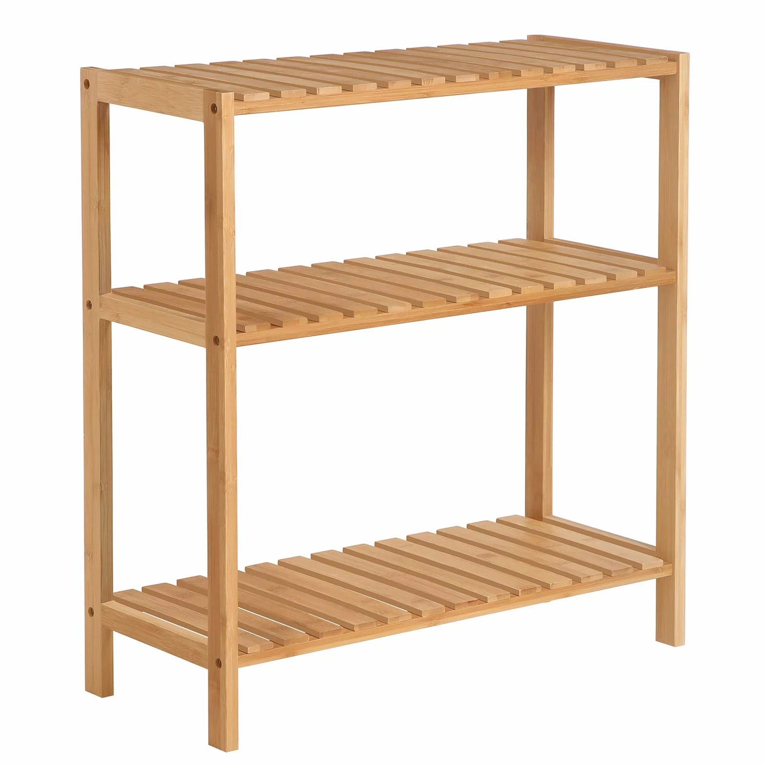 SONGMICS BCB33Y Regał bambusowy do łazienki, kuchni, regału na buty, 60 x 26 x 66 cm, idealny do łazienki, salonu, przedpokoju, kuchni lub balkonu.