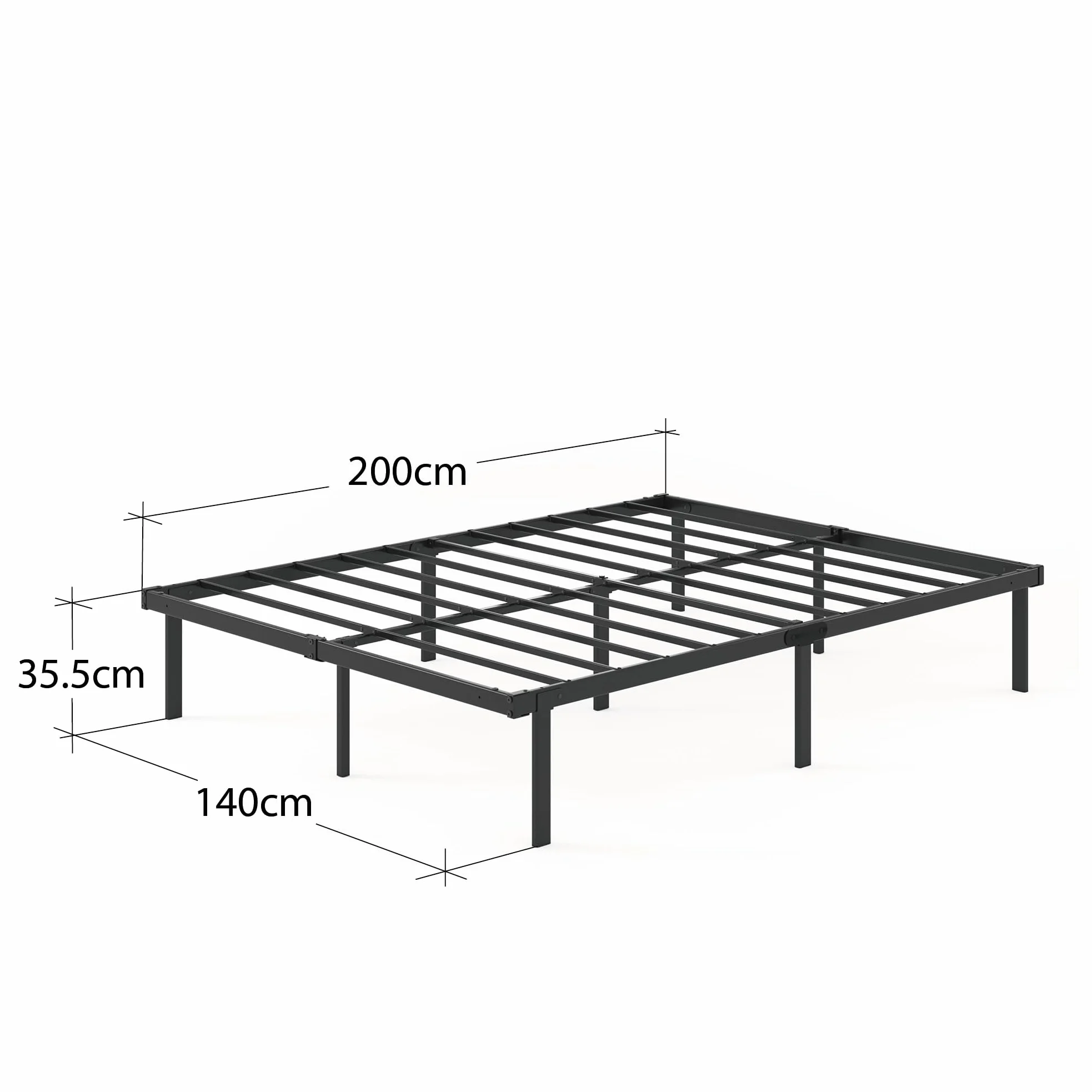 Zinus Caleb łóżko 140 x 200 cm 36 cm z miejscem do przechowywania metalowa rama składana czarne