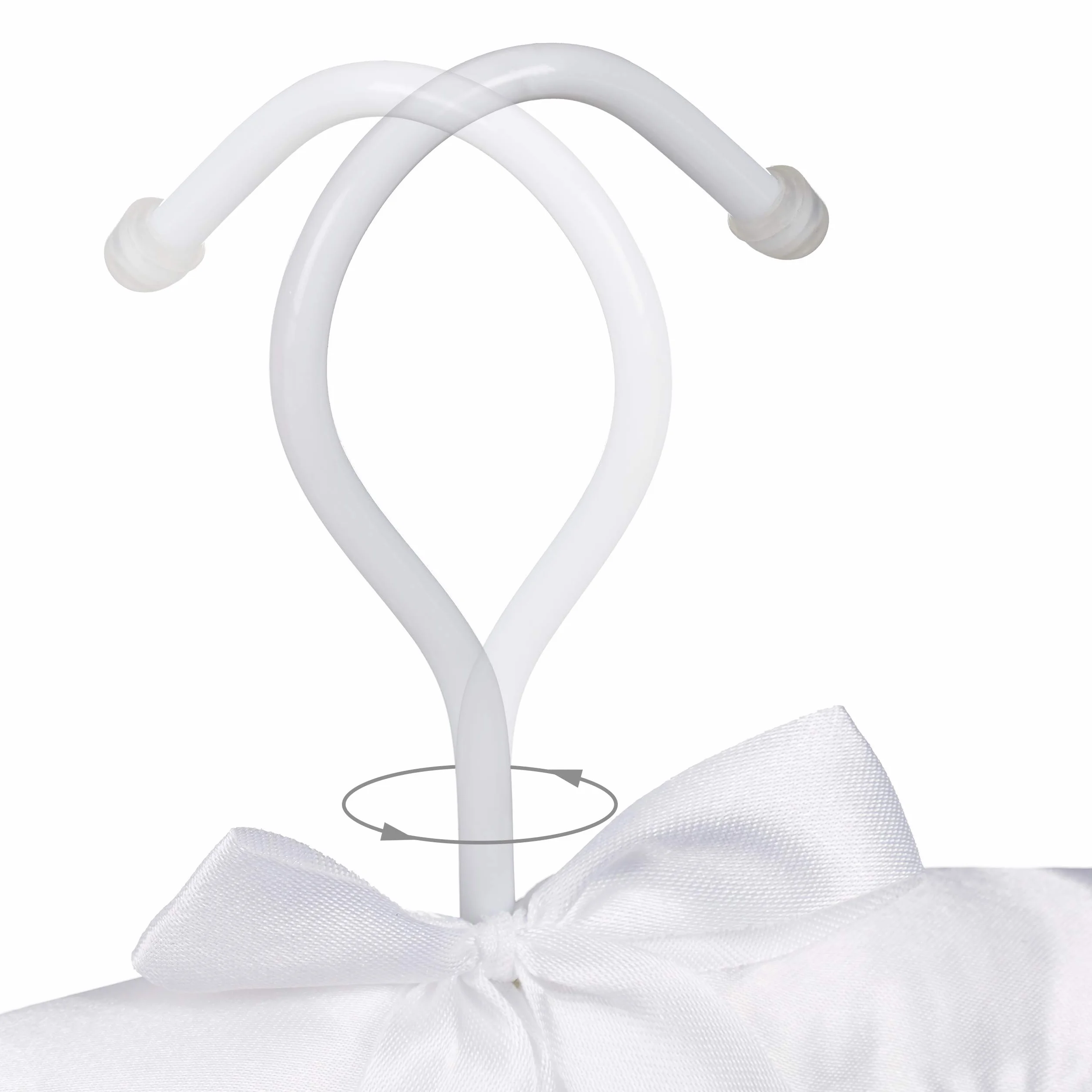 Relaxdays Wieszak satynowy 10 sztuk miękko wyściełany hak obracany 360° szerokość 38 cm biały