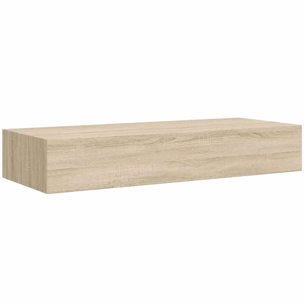 Regały ścienne z szufladami, 2 szt., wygląd dębu, 60 x 23,5 x 10 cm MDF, wiszące półki do montażu na ścianie, uniwersalna półka do salonu