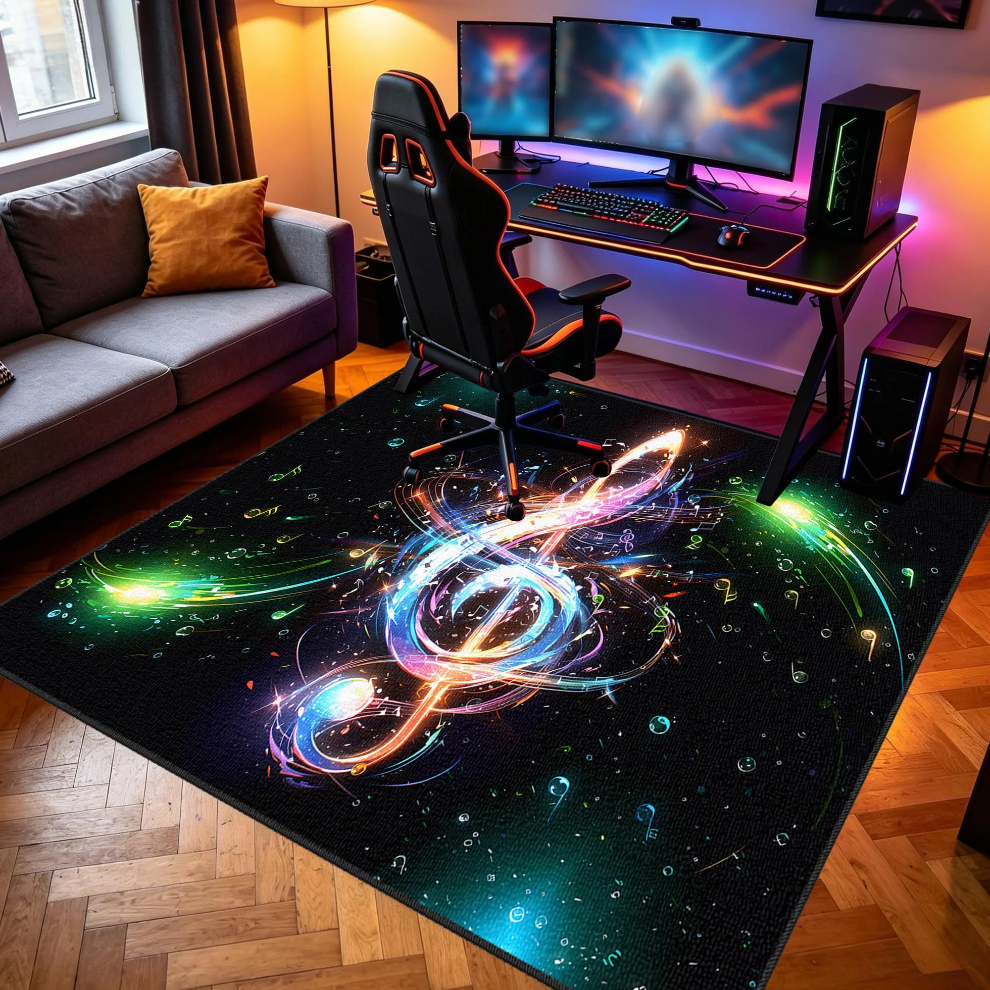 Antypoślizgowy chodnik dla graczy, do pokoju młodzieżowego, dla chłopców, 110 x 130 cm, podkładka pod krzesło komputerowe, dywanik do gier dla nastolatków, dzieci, do salonu