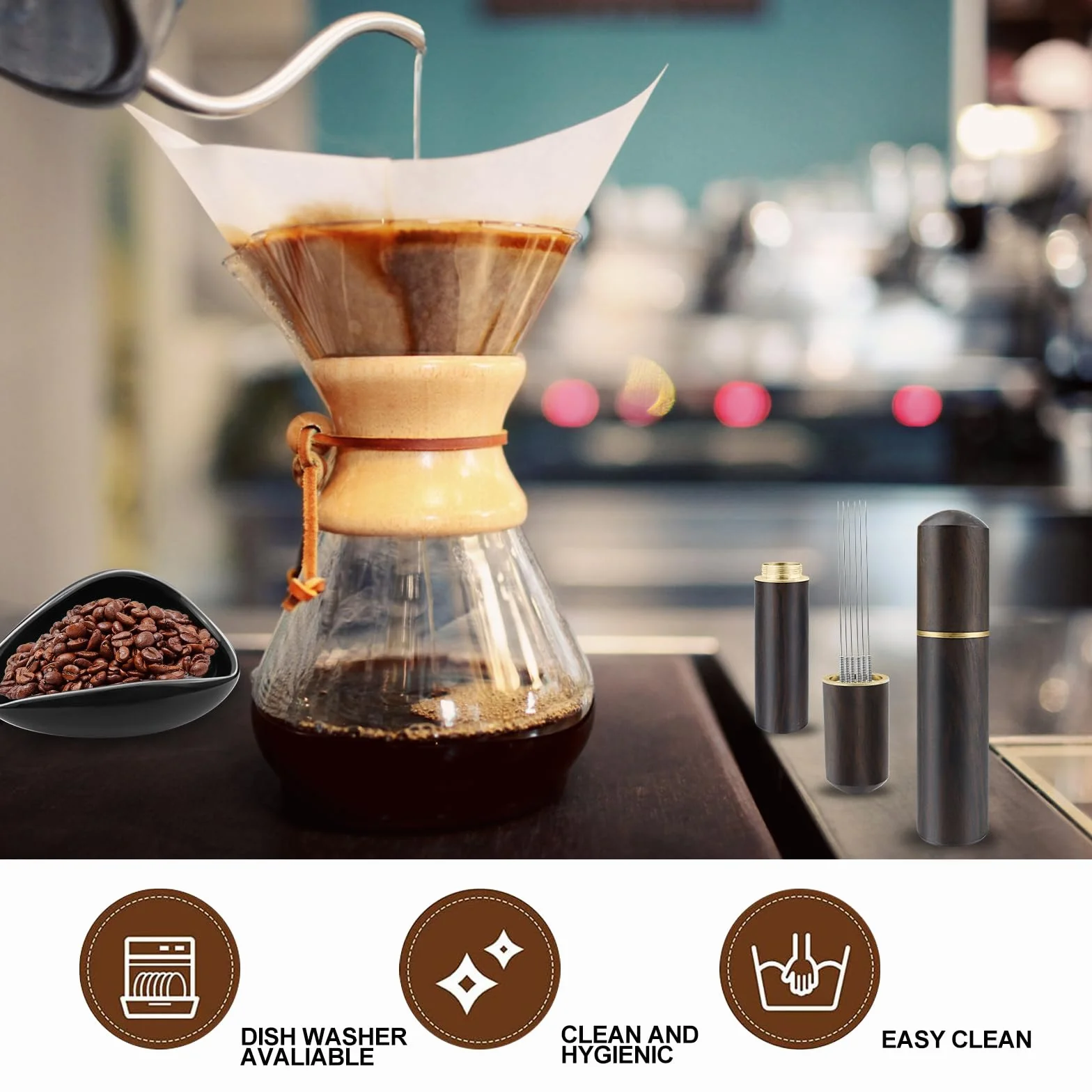 Zestaw kubków dozujących do kawy, 3 szt., czarny zestaw narzędzi Wdt, zawiera drewno Wdt Tool Cup Coffee Dosing, butelka z rozpylaczem RDT do kawy, herbaty i prezentów
