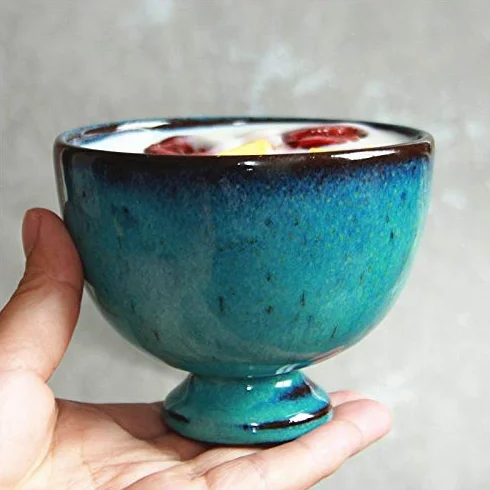 Retro zielona ceramiczna kreatywna miska na lody, piękna miska na jogurt, sałatka, deser, śniadanie, zastawa stołowa, gruba miska, miski na płatki i makaron