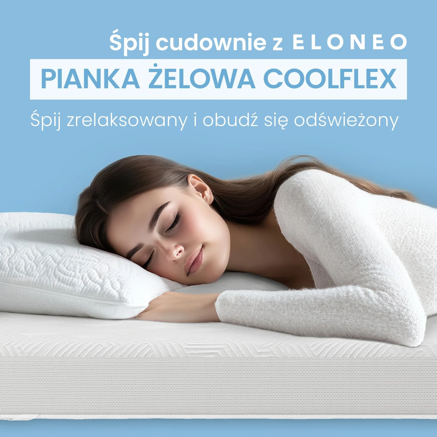 ELONEO Gel Topper 90x200cm, nakładka na materac z 8 cm pianki żelowej z pamięcią kształtu, oddychający pokrowiec z siatki 3D, wygodny nakładka na materac z elastycznymi taśmami narożnymi