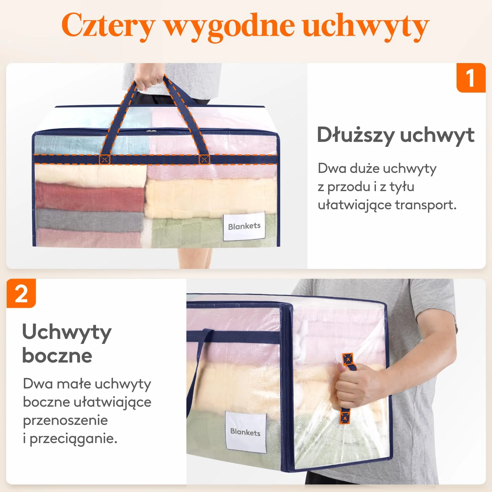 Lifewit 8 sztuk 90 l toreb do przeprowadzki z uchwytem, torba do przechowywania kołder, duża torba z zamkiem błyskawicznym, do przechowywania pościeli, torba transportowa, torba na ubrania,
