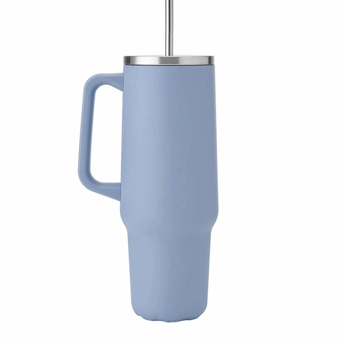 S'well Tumbler XL, kubek do napojów wielokrotnego użytku, ze słomką, trójwarstwowa butelka ze stali nierdzewnej, utrzymuje napoje gorące przez 50 h i zimno przez 10 h, 1180 ml, niebieska hortensja