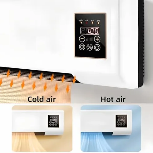 Bezkanałowy klimatyzator do montażu na ścianie, cicha jednostka grzewcza chłodząca z pilotem, przenośny mini split AC do biura domowego, energooszczędny i łatwy montaż, nie wymaga wiercenia