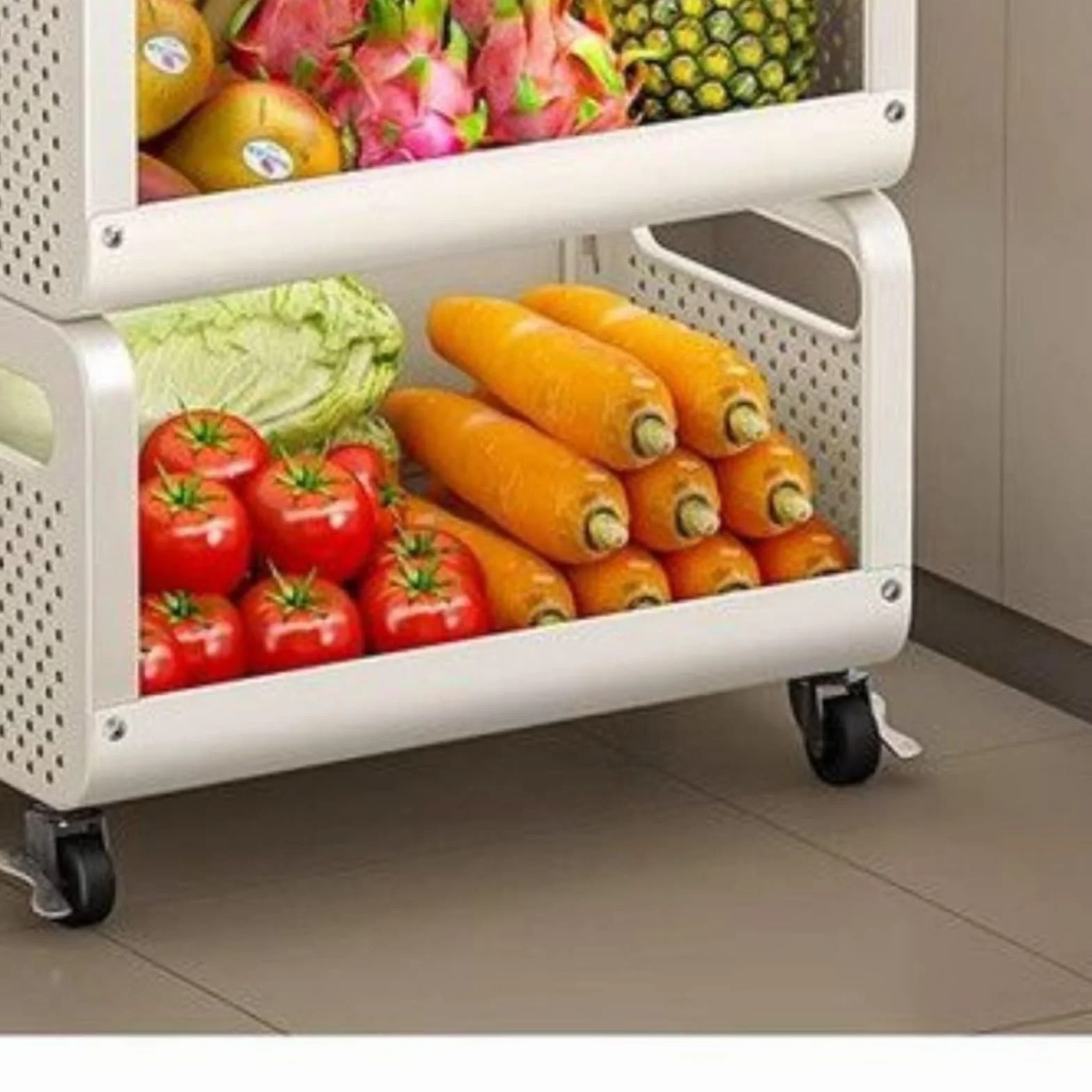 Regał na Kółkach do Kuchni Mobilny Wózek Narzędziowy Z Półką Do Przechowywania Owoców I Warzyw Kółkami Wózek Kuchenny z Kółkami(Black,51.5cm)