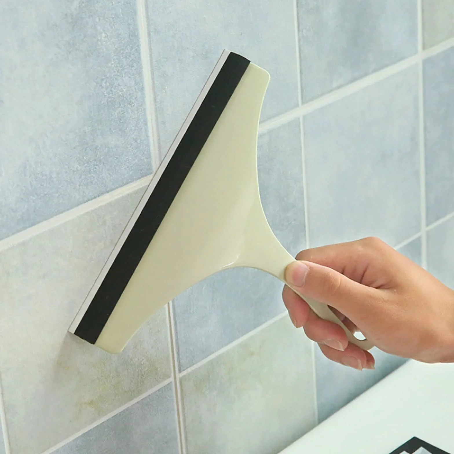 JINGYAN Ściągaczki prysznicowe Household Cleaning Bathroom Mirror Cleaner With Silicone Blade Holder Hook Car Glass Shower Squeegee Window Wiper Scraper(Green)