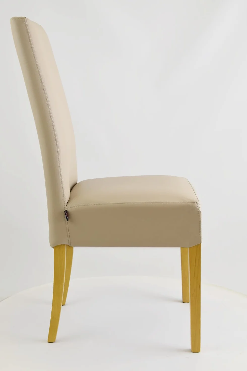 t m c s Tommychairs - Zestaw 4 krzeseł LUISA, struktura z drewna bukowego, w kolorze dębu, siedzisko tapicerowane i pokryte sztuczną skórą w kolorze lnu