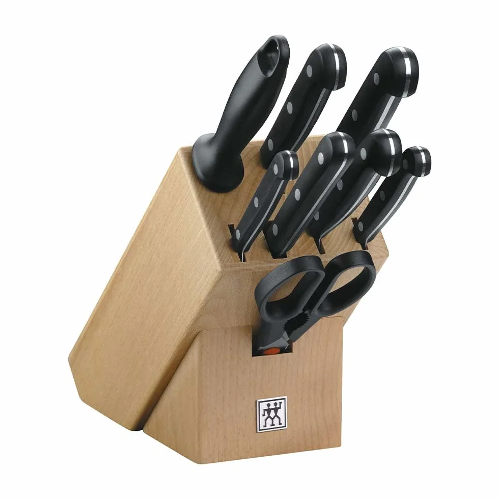 ZWILLING Messerblock, 9-tlg., Holzblock, Messer und Schere aus rostfreiem Spezialstahl/Kunststoff-Griff, Twin Gourmet