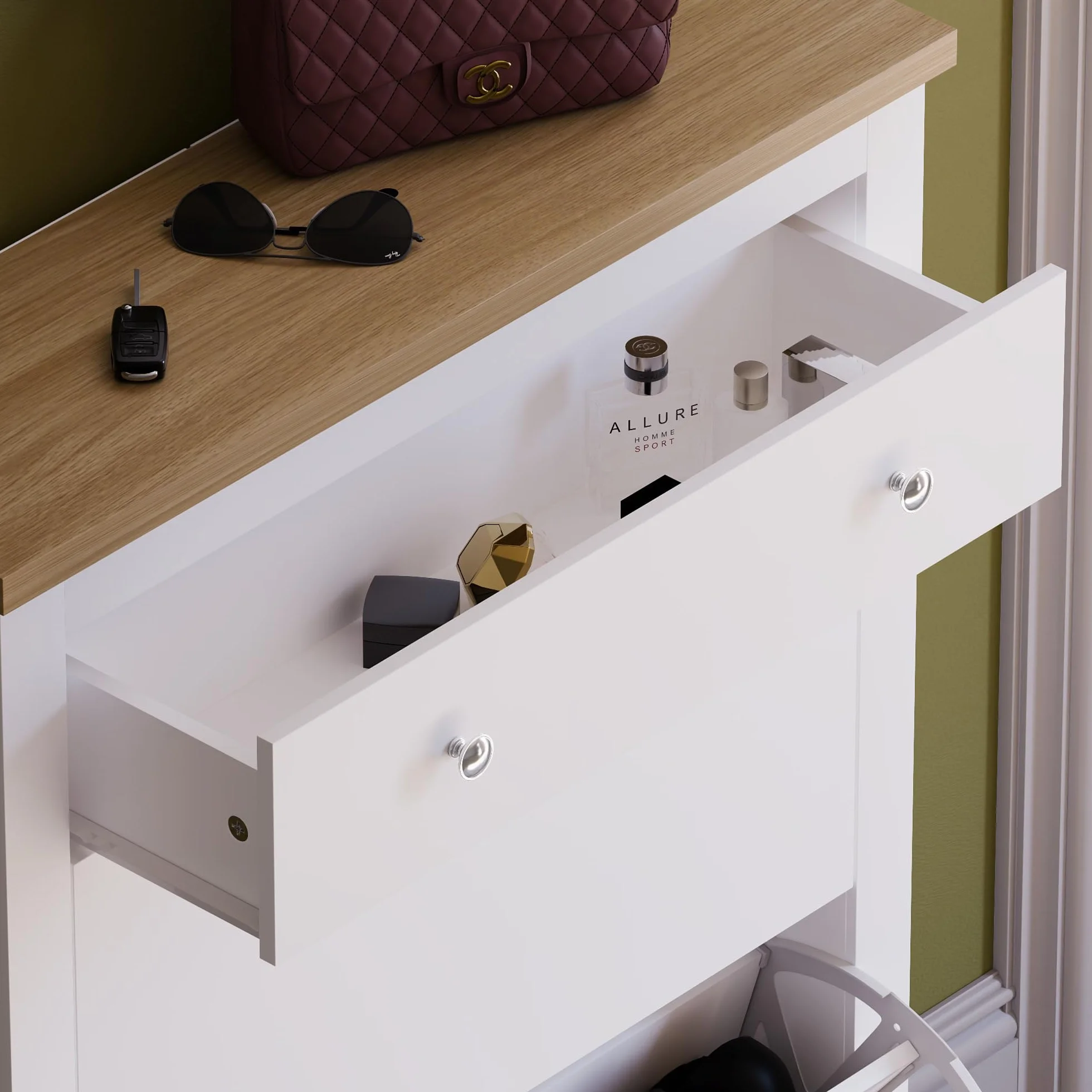 Vida Designs Arlington szafka na buty 2-drzwiowa 1 szuflada MDF biały