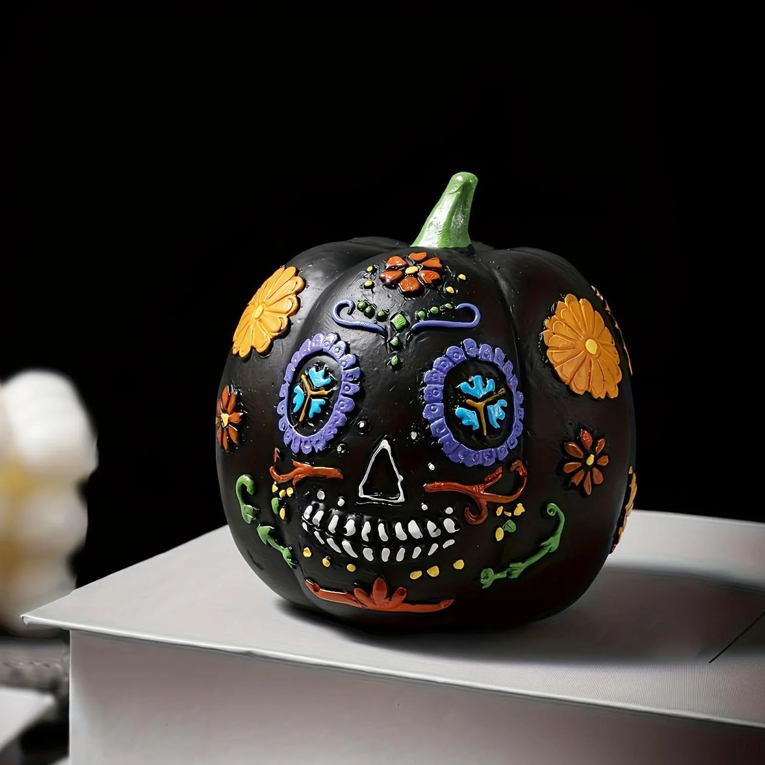 Zestaw dekoracji dyni, ozdoba z żywicy na Halloween, czteroczęściowa statuetka magnetyczna, świąteczna figurka do układania w stos, uroczy akcent świąteczny, dom korytarz biurko impreza sypialnia