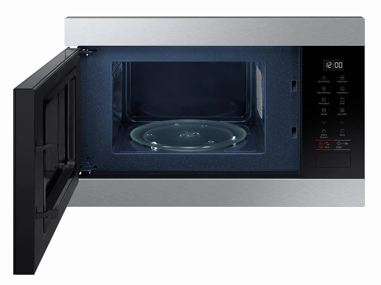 Samsung MG22M8274AT/E1 kuchenka mikrofalowa do zabudowy z grillem, 850 W, pojemność 22 l, mała kuchenka mikrofalowa do wnęki 38 cm, funkcja utrzymania ciepła, inteligentny czujnik, odporne na