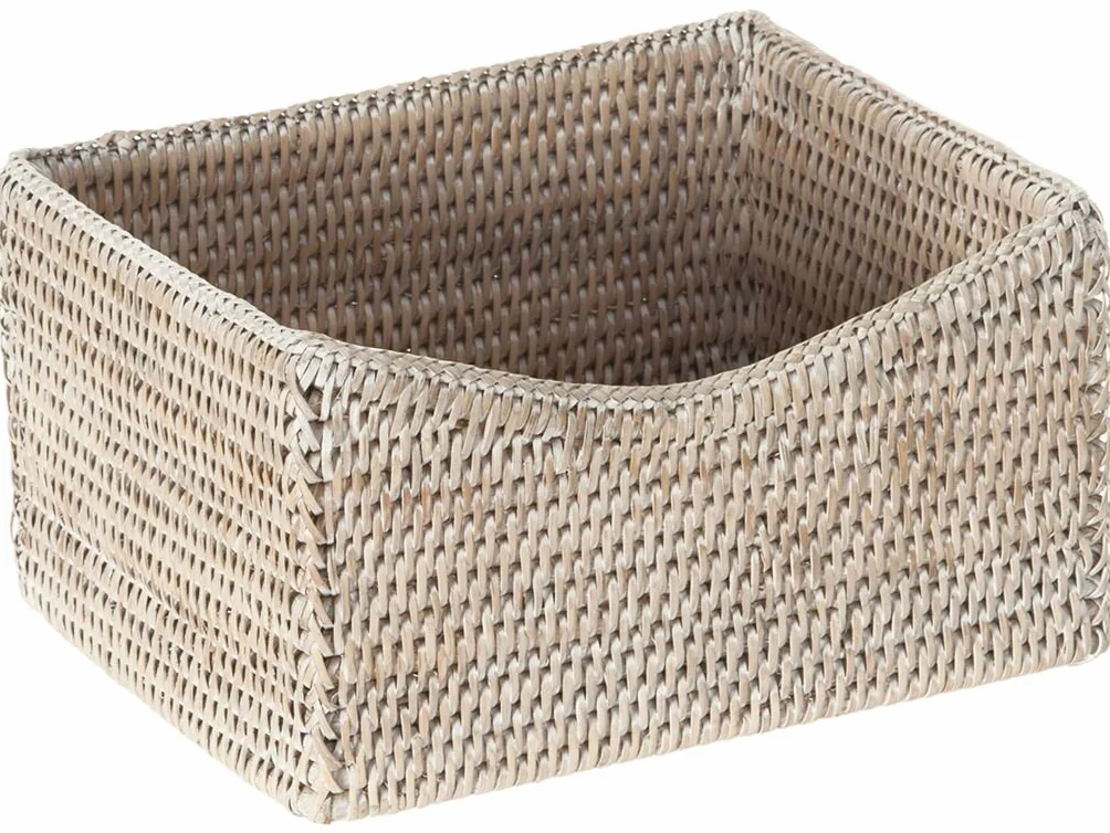 KOUBOO La Jolla rattanowy kosz do organizowania i półek, biały, rattanowy i wiklinowy, 24,76501 x 20,32 x 13,97 cm