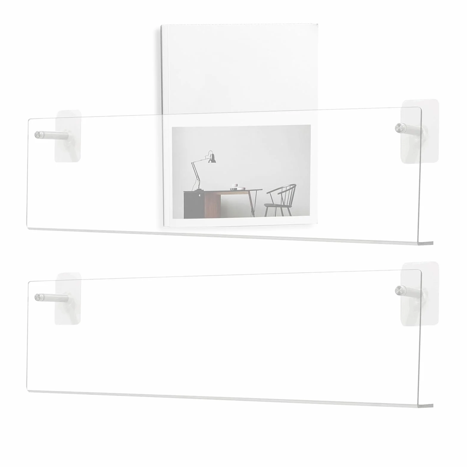 Akrylowy uchwyt na album 40 x 15 x 6 cm, przezroczysta, montowana na ścianie, wielofunkcyjny organizer dla miłośników muzyki, bez wiercenia, do sypialni i kina domowego