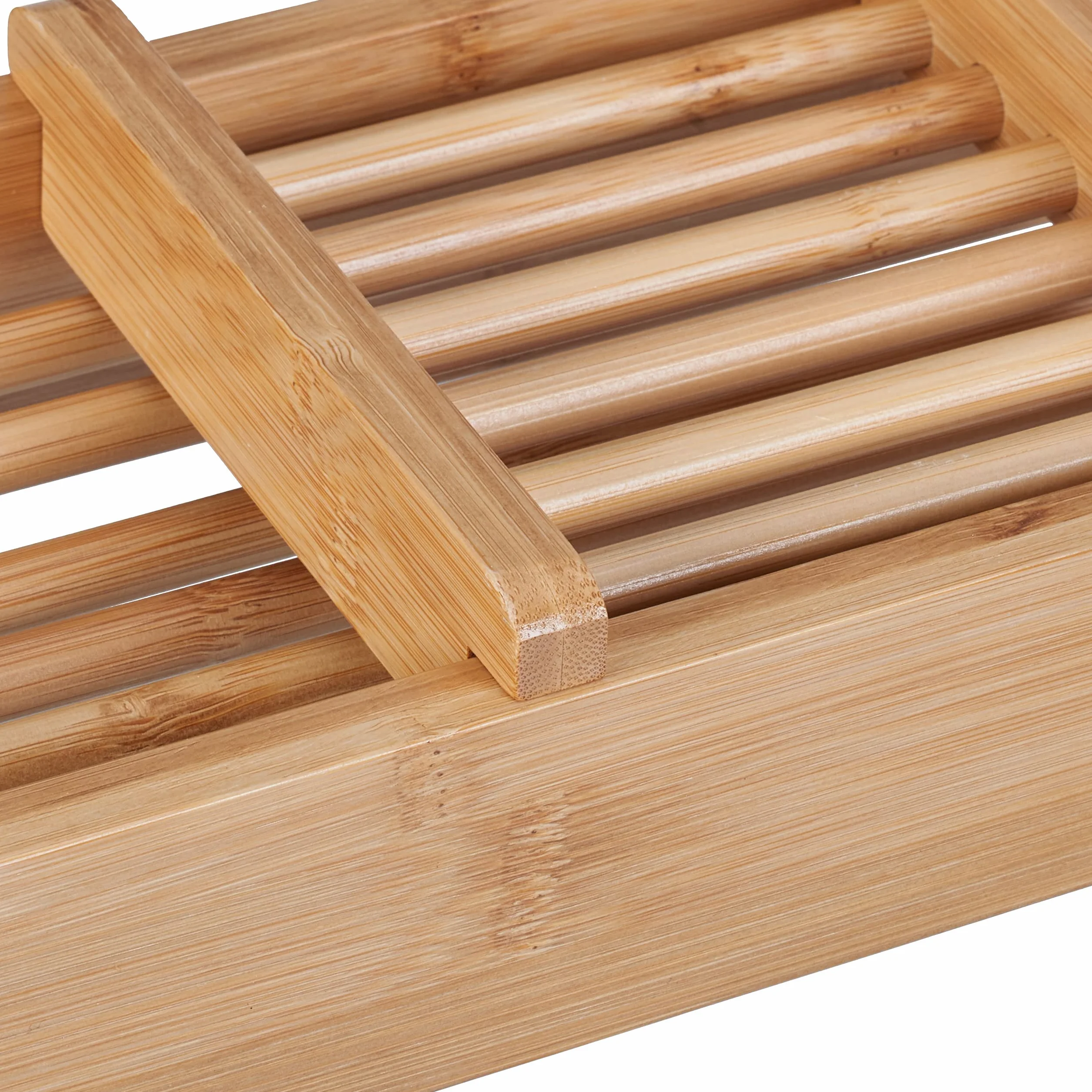 Relaxdays Bambusowa półka na wannę 69 cm rozkładane nóżki naturalna