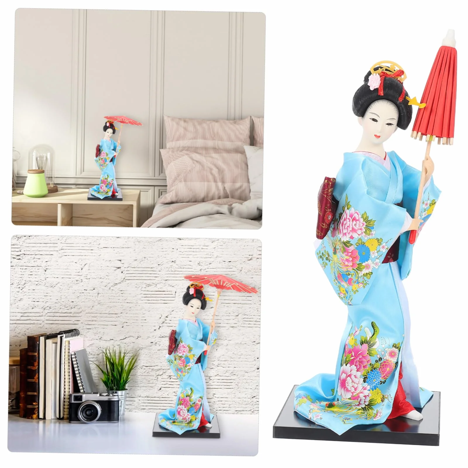 Garneck japońska lalka gejsza figurka kimono tradycyjna dekoracja kolekcjonerska azjatyckie rzemiosło