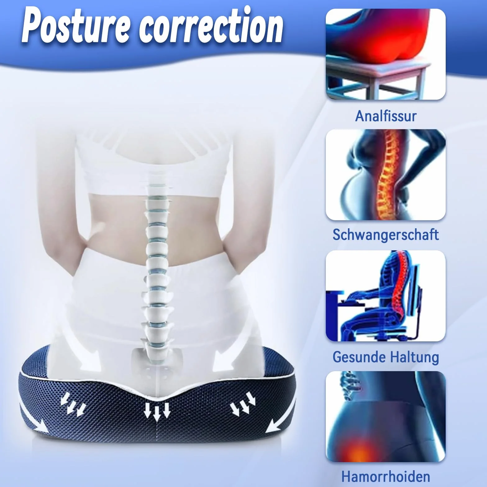 Ortopedyczna poduszka do siedzenia, poduszka prostaty, ergonomiczna poduszka do siedzenia dla hamorrhoidów i prostaty, działa zmniejszająco na ból, wspomaga krążenie krwi i odciąża kość