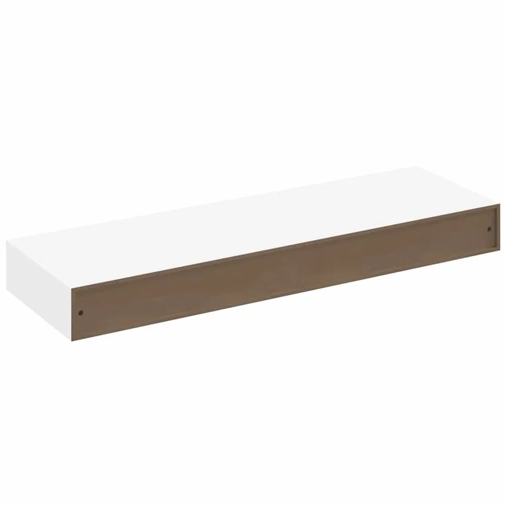 Regał ścienny z szufladą MDF, biały, 80 x 25 x 8 cm, regał wiszący, niewidoczny system montażu na książki, dekoracja, porządek, półka ścienna o wadze 5 kg