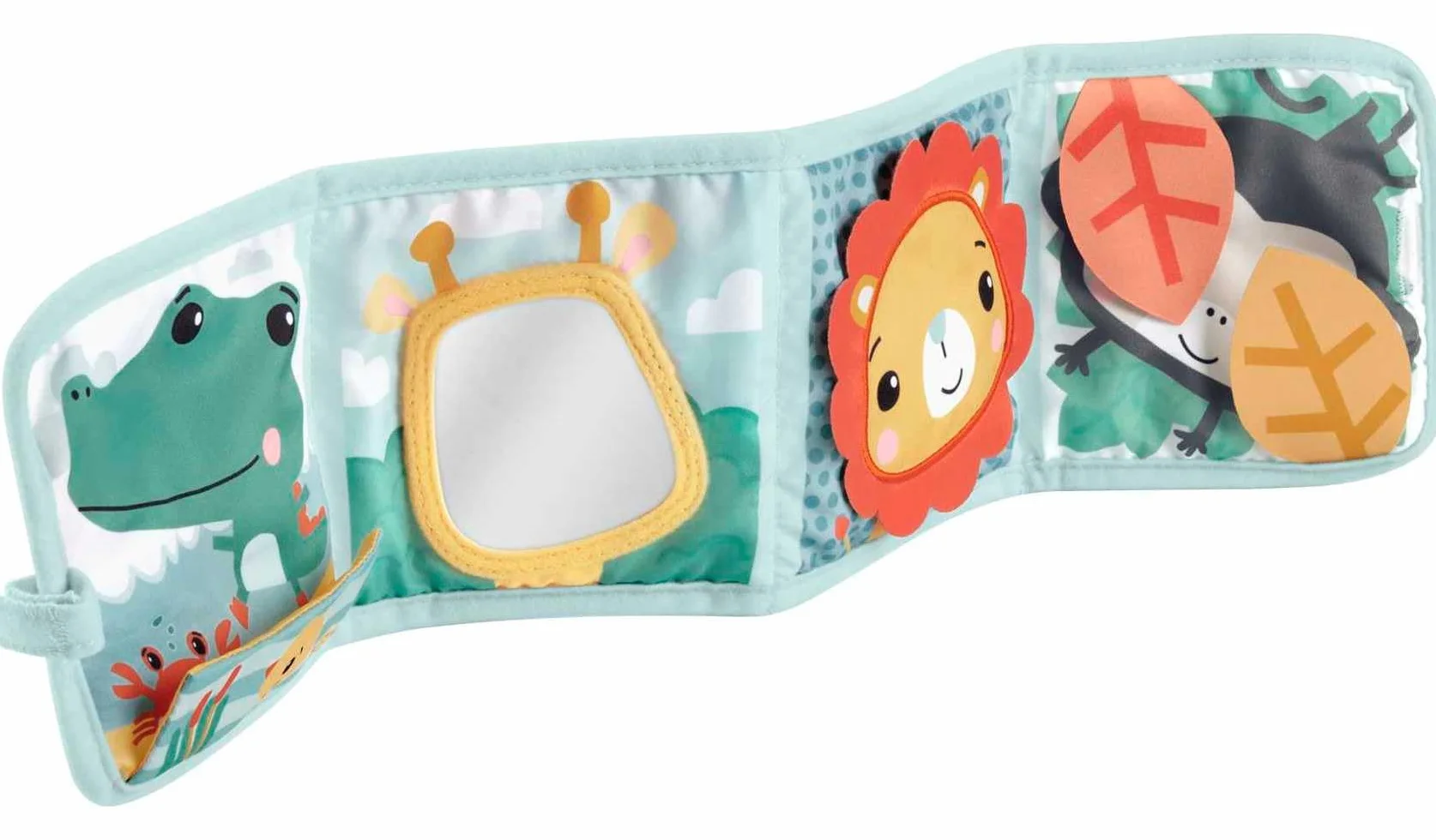 Fisher-Price Aktywizujący Panel sensoryczny Książeczka do zabawy na brzuszku i przenoszenia, dla dzieci od narodzin, HML63