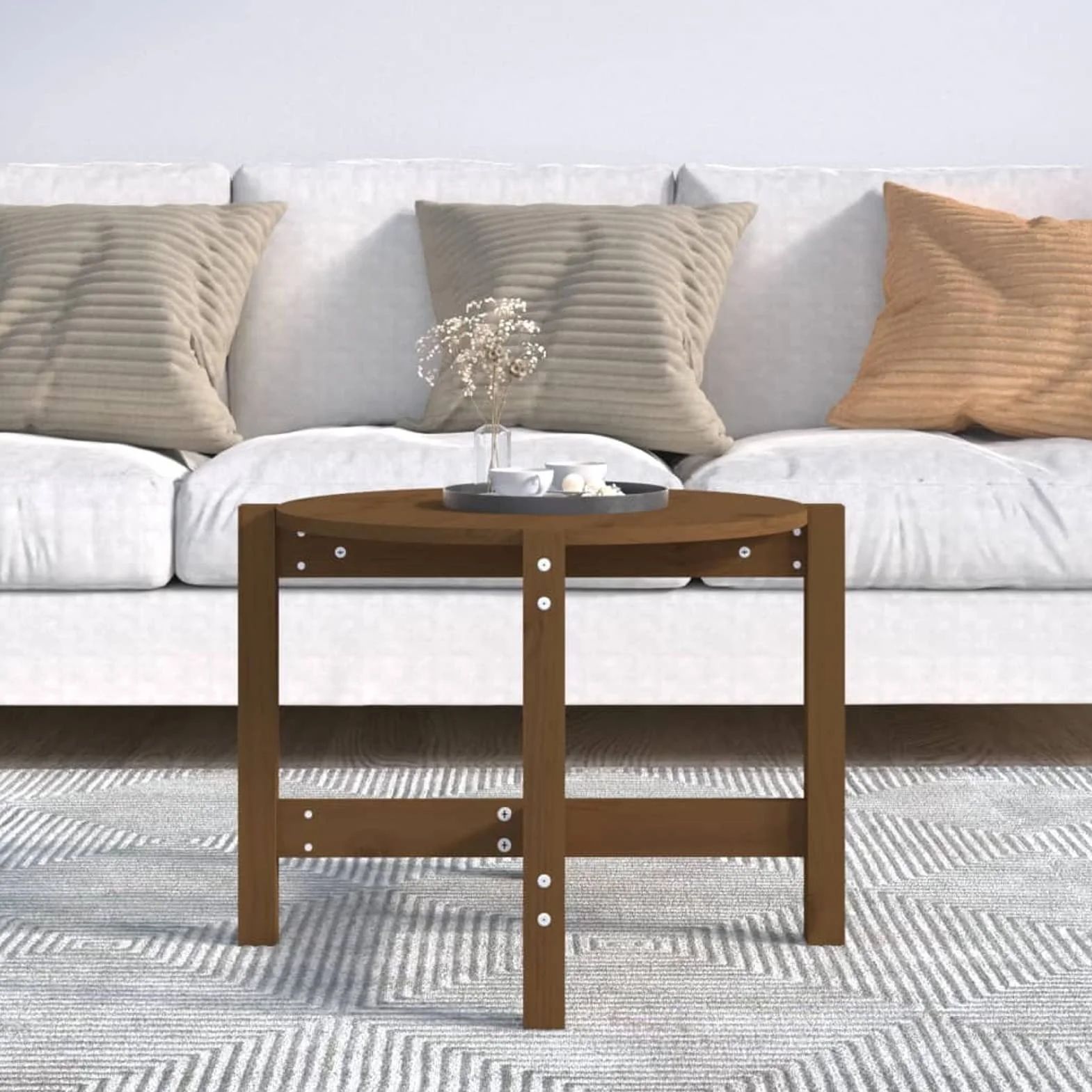 Homgoday Stolik kawowy z litego drewna sosnowego brązowy miodowy 62,5 x 45 cm, konsola pomocnicza stolik do salonu stolik boczny herbata kawa sofa salon meble meble stoliki kawowe meble