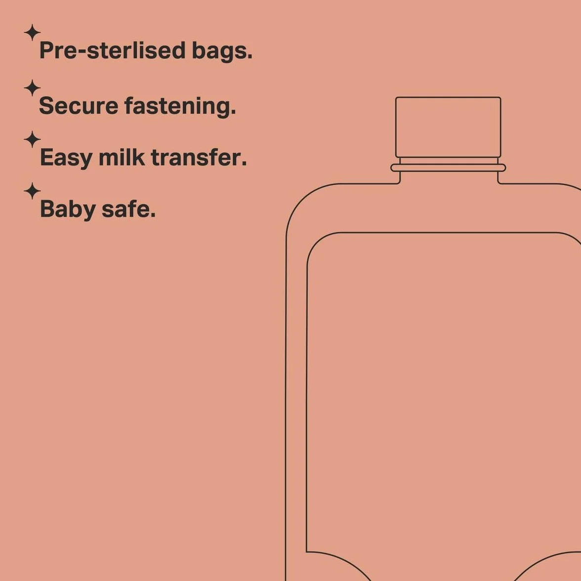 Tommee Tippee Closer to Nature Breast Milk Storage Bags, Pre-Sterilised Stand-Up Pouches, Secure Double Seal, Single Use, 350ml Capacity, Pack of 36