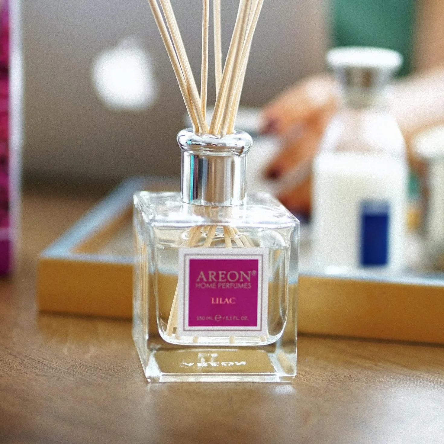 Areon Dyfuzor Reed / Lilac / 150 ml / 1 opakowanie / perfumy do domu lub biura, długotrwały aromat, zestaw do dyfuzora trzcinowego