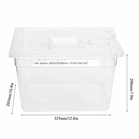 Pojemnik Sous Vide Składany na Zawiasach 11 L z pokrywką do Kuchenki Precyzyjnej, Skalibrowane Znaczniki Ułatwiające kontrolę, Trwały materiał PC do Szybkiego Nagrzewania,