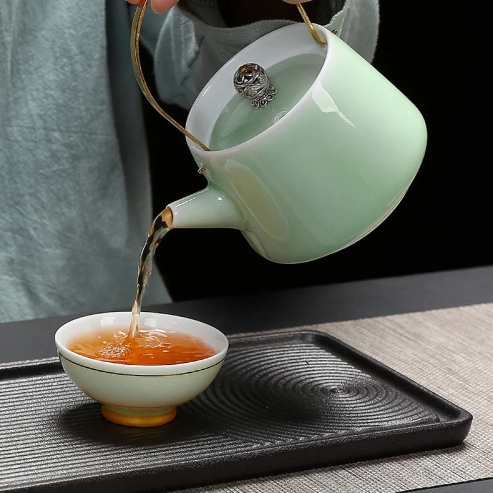 Czajniczek Zaparzacz Do Herbaty Czajniczek Ekspres Do Herbaty Longquan Celadon Czajnik Ceramiczny Czajnik Czajniczek Chiński Kung Fu Herbata Zestaw Celadon Handle Doniczka, Ceramiczny Zestaw Herbaty K
