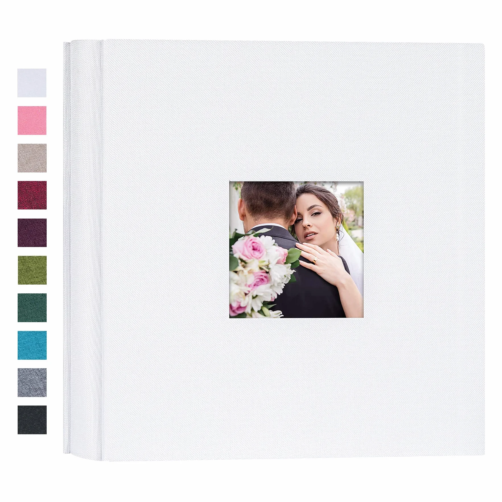 Mublalbum Mały album na zdjęcia 10 x 15 cm, 200 zdjęć, lniana okładka, książka z obrazkami z poziomymi kieszeniami, na ślub, rodzinną rocznicę i dziecko (biały)