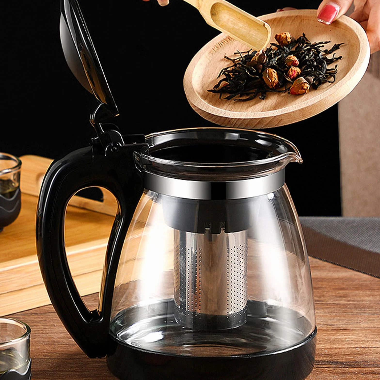 Szklany dzbanek do herbaty: WEGREAT 2 l dzbanek do herbaty z sitkiem, szklany dzbanek do herbaty z sitkiem, odporny na wysokie temperatury, łatwe czyszczenie, nadaje się do zaparzania herbaty, herbaty