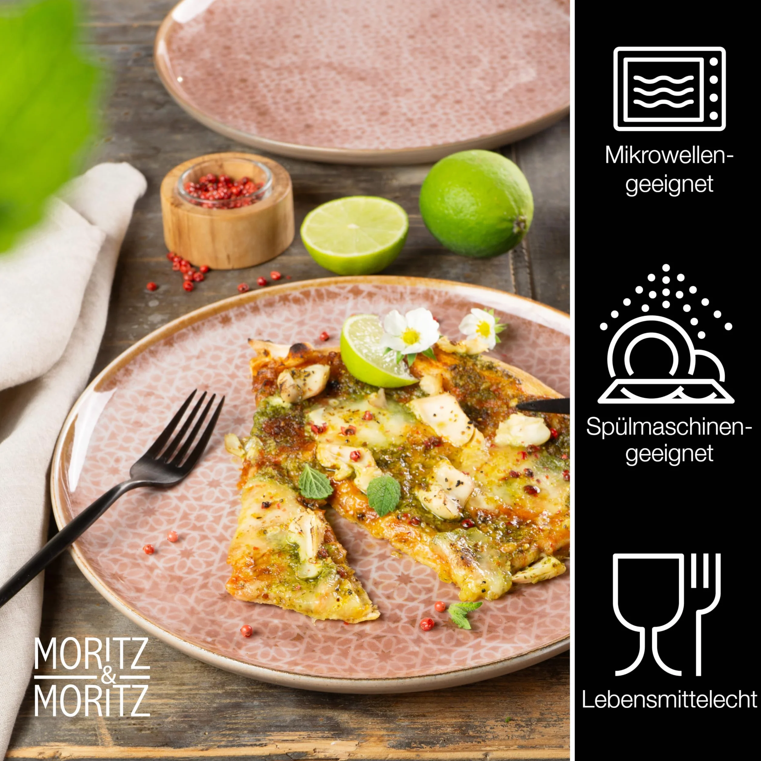 Moritz & Moritz TERRA 6-częściowy zestaw talerzy obiadowych - Ø 27 cm - talerze śródziemnomorskie w delikatnej terakocie z wysokiej jakości porcelany - nowoczesne talerze obiadowe na co dzień i na
