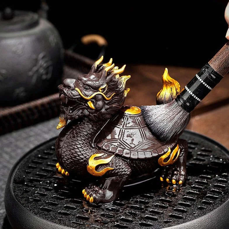 Zwierzęta herbaciane Purple Sand Dragon Turtle Tea Czapka z daszkiem, dekoracja wejściowa, domowy stolik do herbaty, zestaw do herbaty Kung Fu, Zen Ceremonia herbaty Figurki dla zwierząt domowych (A)