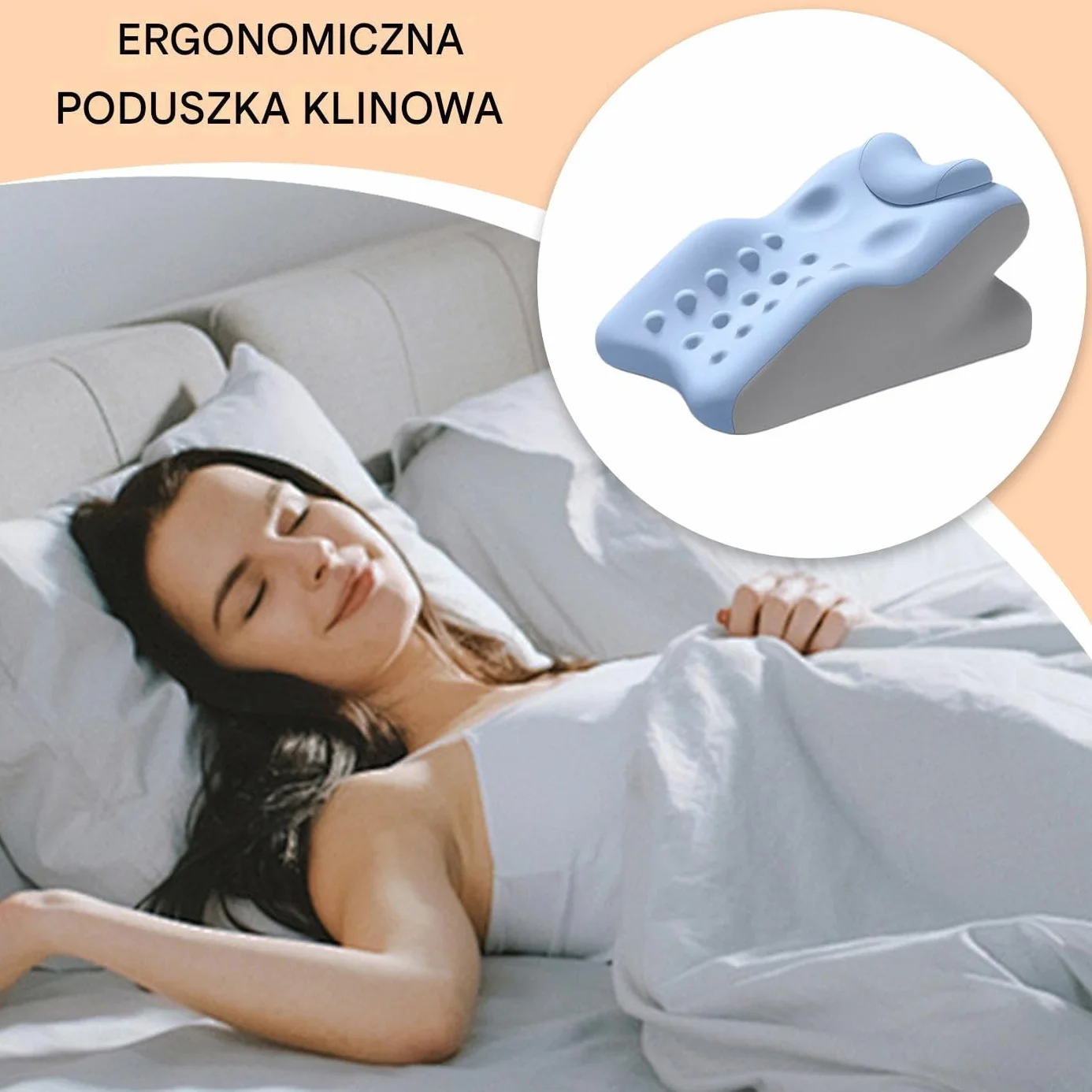 Poduszka łóżka, poduszka do pianki z pamięcią do spania, wygodne poduszki wspierające ergonomicznym desigem, wsparcie lędźwiowe dla sypialnych, siedzących, czytania i relaksu, 21.65x15.75x9,84 inch