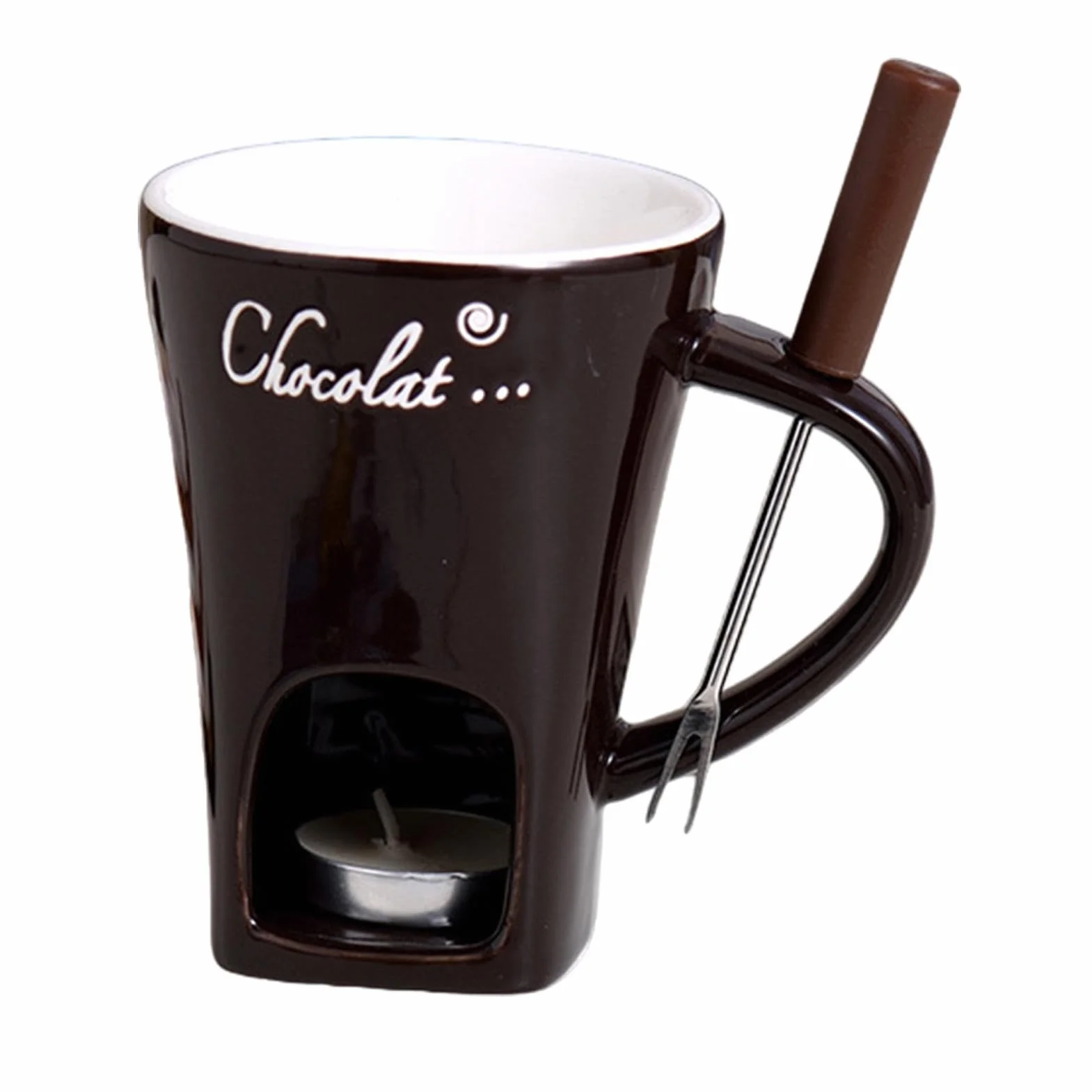 Zestaw kubków do fondue czekoladowego, ceramiczny kubek do topienia z podgrzewaczem