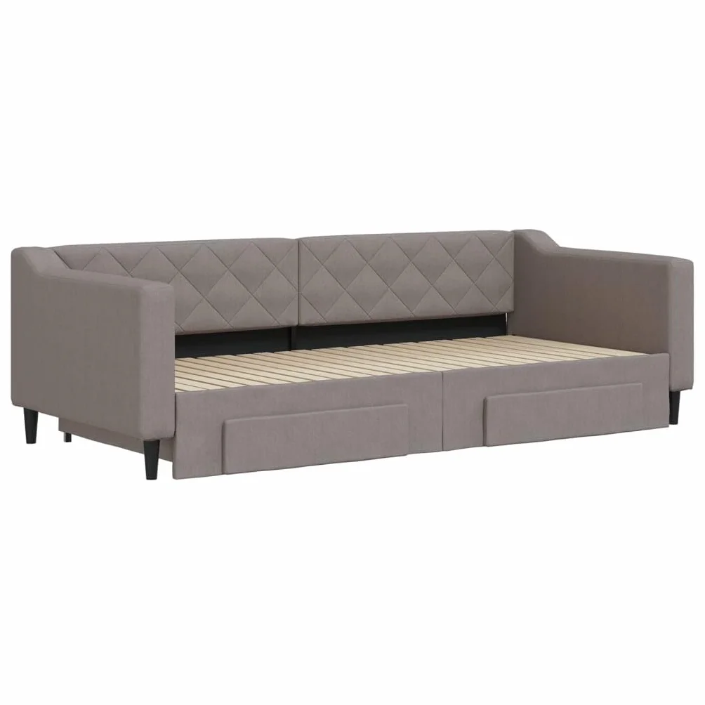 vidaXL Sofa rozsuwana z szufladami, taupe, 90x200 cm, tkanina