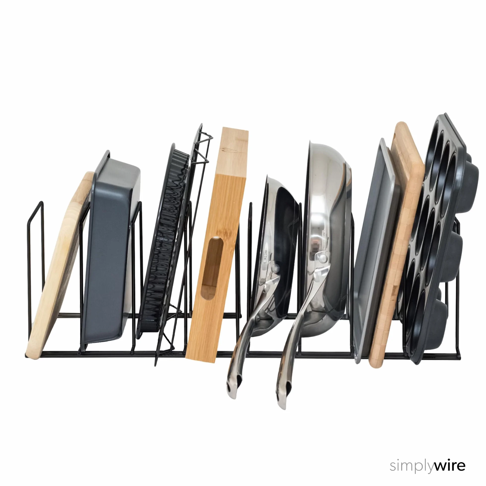 simplywire – Stojaki na blachy do pieczenia i deski do krojenia – zestaw 2 szt. – stojak na patelnie – organizer do szafki kuchennej – czarny