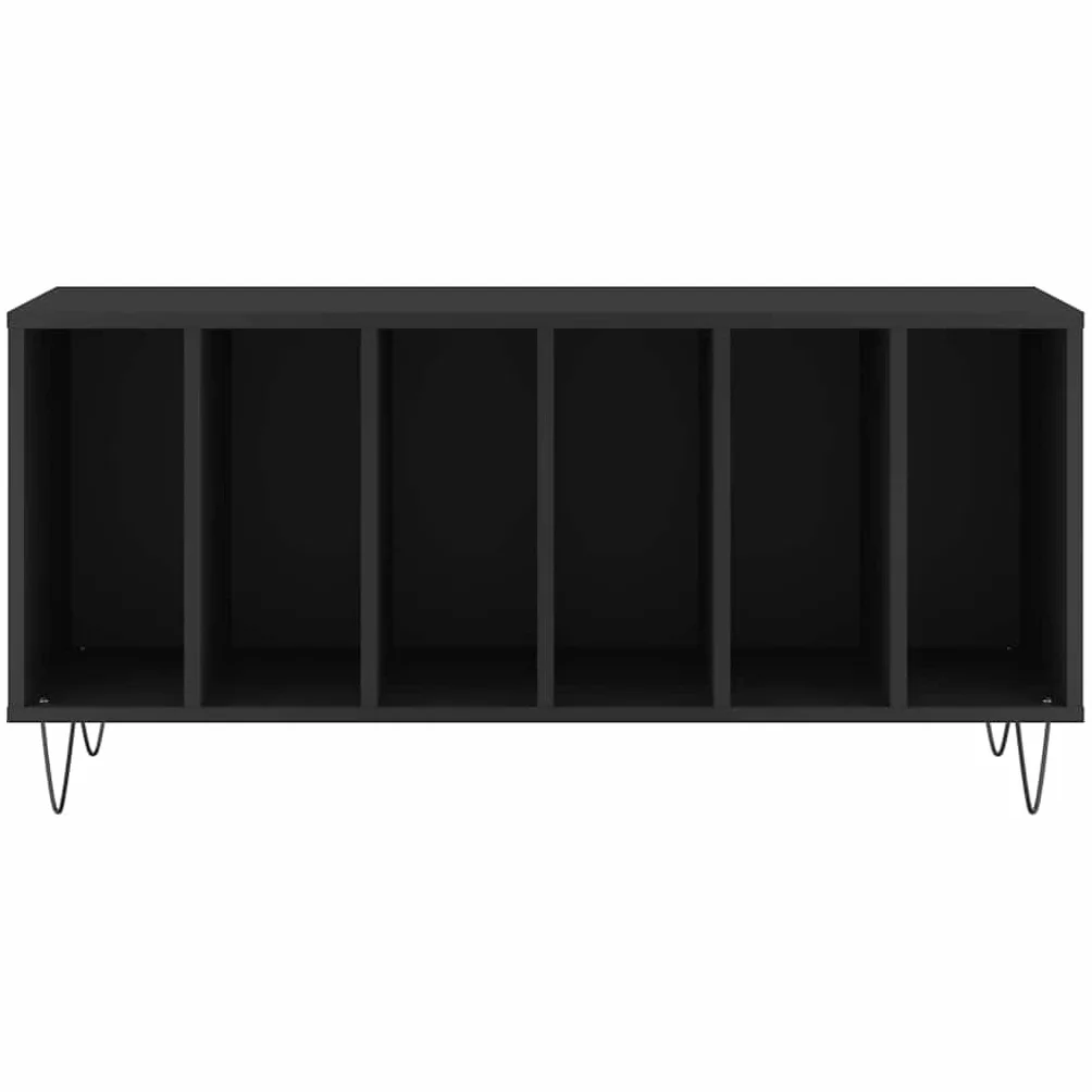 Hothingwell Szafka na płyty winylowe, czarna, 100 x 38 x 48 cm, z drewna inżynierskiego, szafka do przechowywania płyt winylowych z wytrzymałym blatem i żelaznymi nogami
