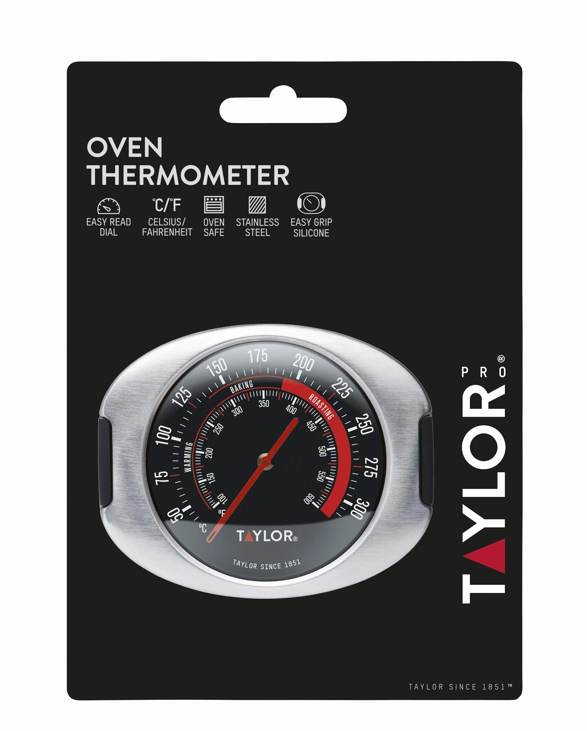 Taylor Pro, Termometr do Piekarnika, Podstawka i Haczyk do Zawieszania, Stal Nierdzewna, 20,2 × 17,4 × 5 cm