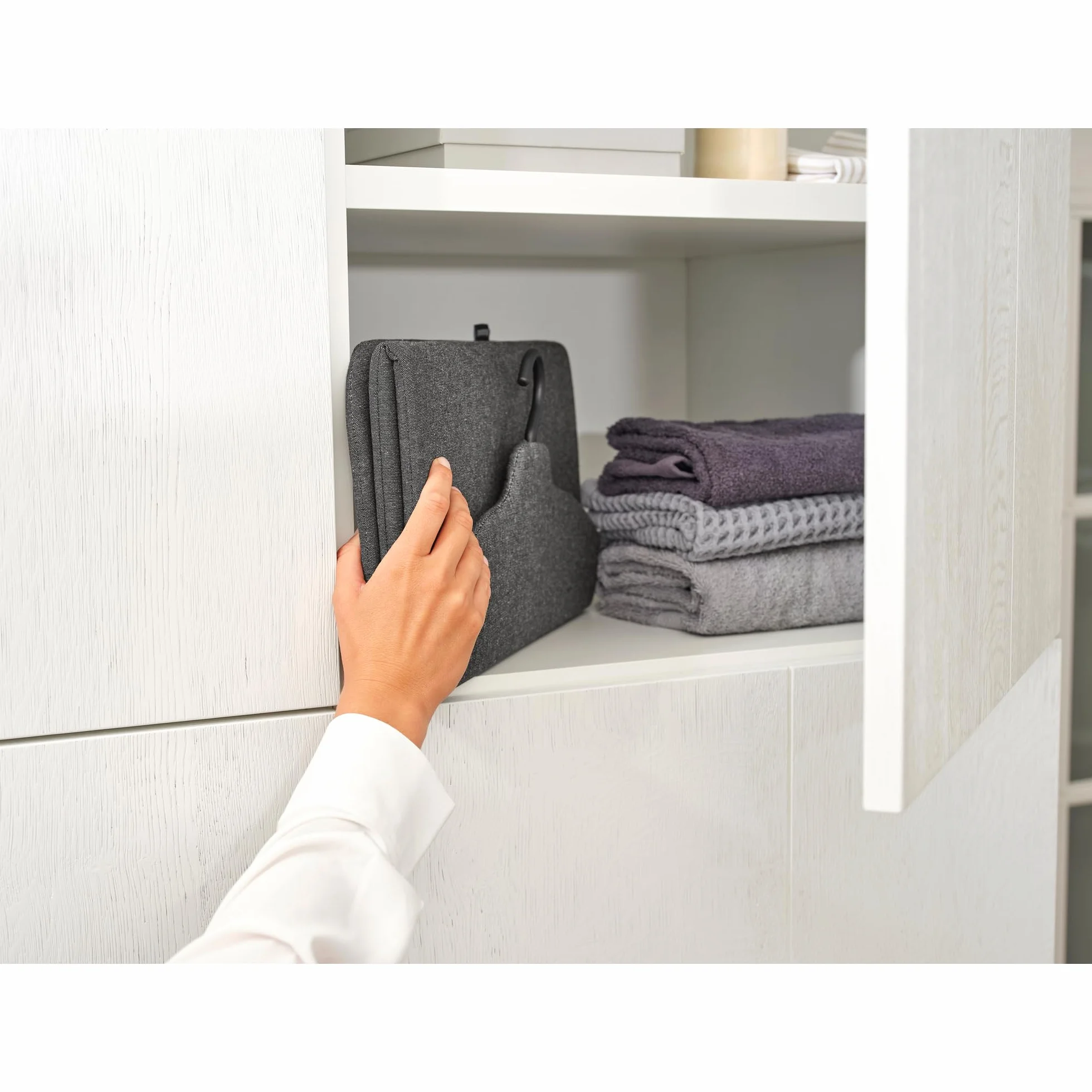 Brabantia - Składana deska do prasowania parowego - Prasowania ubrań pod wysokim ciśnieniem - Odporna na ciepło - Wszechstronny haczyk - Prasowanie z Parownicami Ręcznymi - 40 x 85cm - Pepper Black