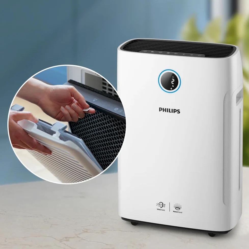 Philips Oryginalny filtr wymienny do oczyszczacza i nawilżacza powietrza 2w1 serii 1000i i 2000i AC1214/AC1215, AC1217, AC2721/AC2726/AC2729, z węglem aktywnym, 12 miesięcy, czarno-biały (FY1413/30)