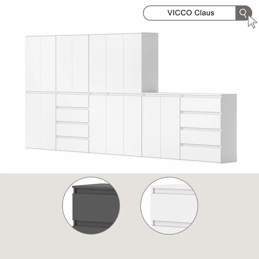 Vicco Szafa "Claus", Antracyt, 74 x 191.5 cm z 4 szufladami