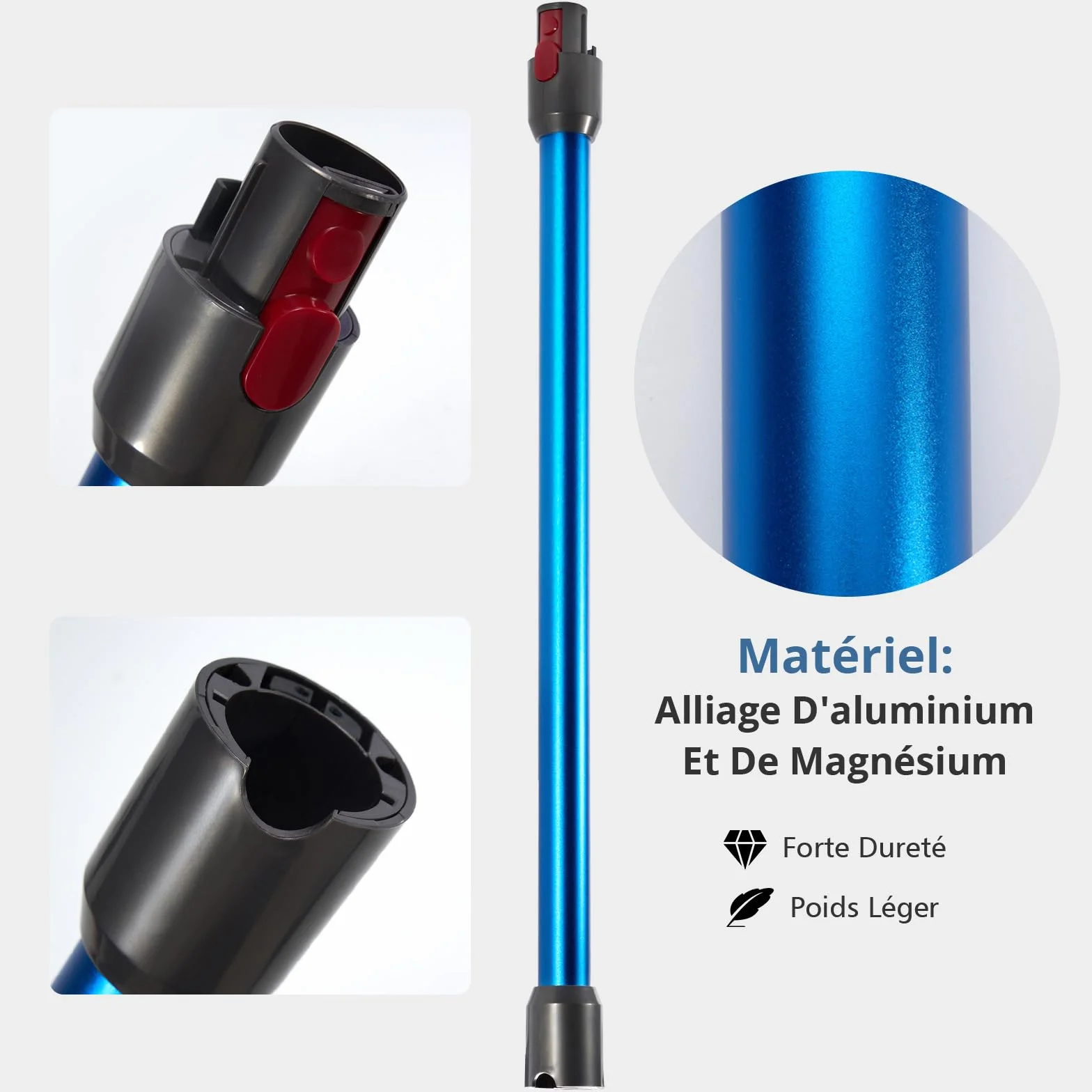 Cheerhom 1 x rura teleskopowa Quick Release sztywny pręt kompatybilny z Dyson V7 V8 V10 V11 V15 Stick Cleaners, niebieski